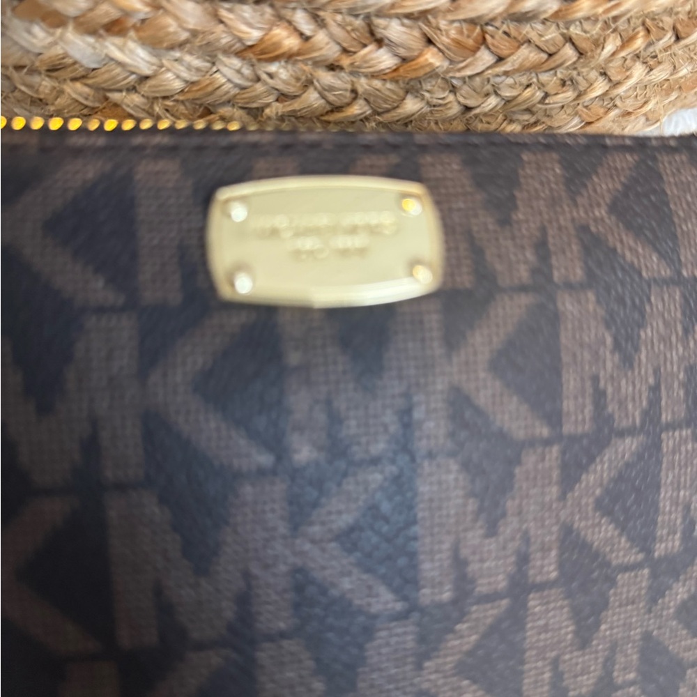 Michael Kors Dark Brown Monogram Bag with Gold Accents